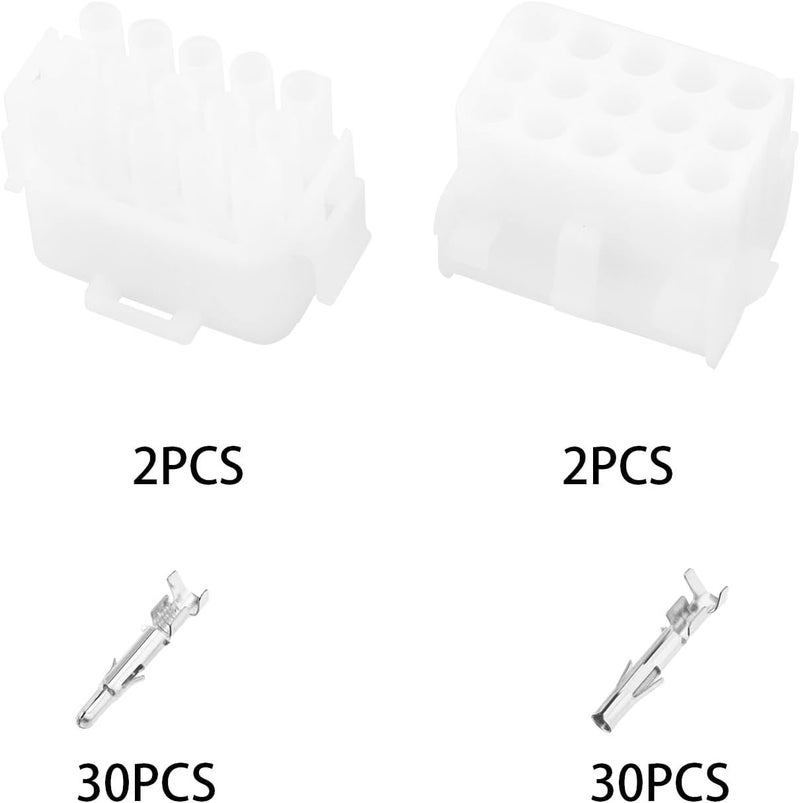 ECSiNG 2 Set Automotive Cable Connector 15 Pin Connector Plastic Male Female Connector Metal Male Female Terminal for Different Automotive Cable Connection 14-20 AWG Wire - Image 4